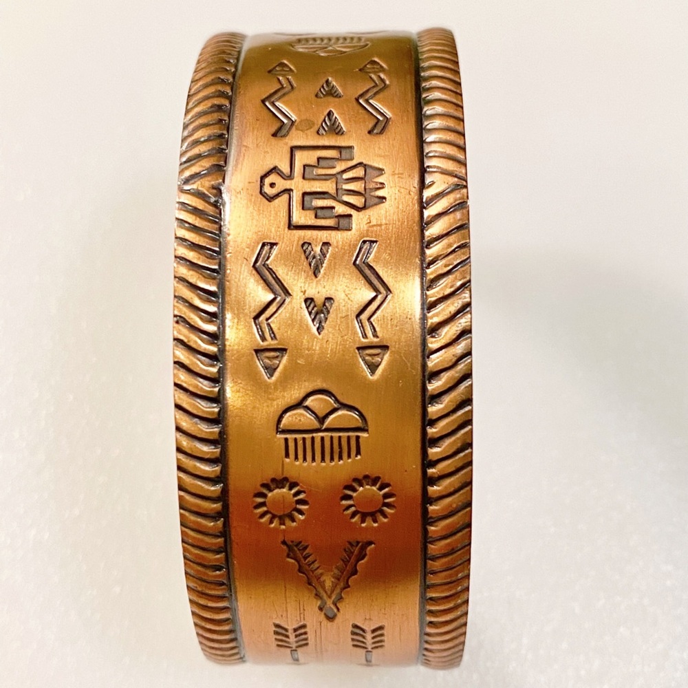 Vintage Storyteller Bell Trading Post Copper Cuff Bracelet - Handmade - Picture 4 of 13